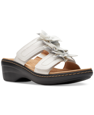 Clarks Merliah Raelyn Flower-detail Wedge Heel Platform Sandals In White