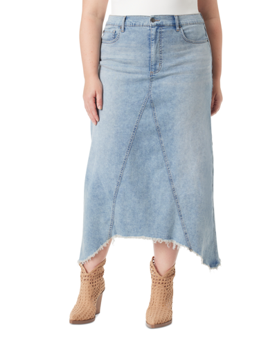 Jessica Simpson Trendy Plus Size Della Maxi Denim Skirt In Sweet Pea