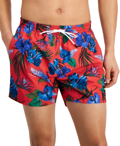 Hugo Boss Boss Piranha Swim Trunks In Medium Red