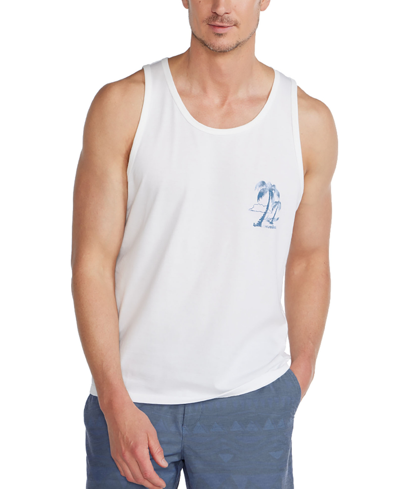 Chubbies Men's The Relaxer Palm Tree Logo Graphic Tank In Pure White