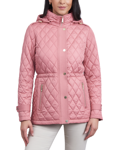 Michael Kors Michael  Women's Quilted Hooded Anorak Coat In Dusty Rose