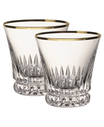 Villeroy & Boch Grand Royal Gold-tone Old Fashioned Glasses, Pair Of 2 In Clear