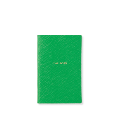 Smythson The Boss Wafer Notebook In Panama In Bright Emerald