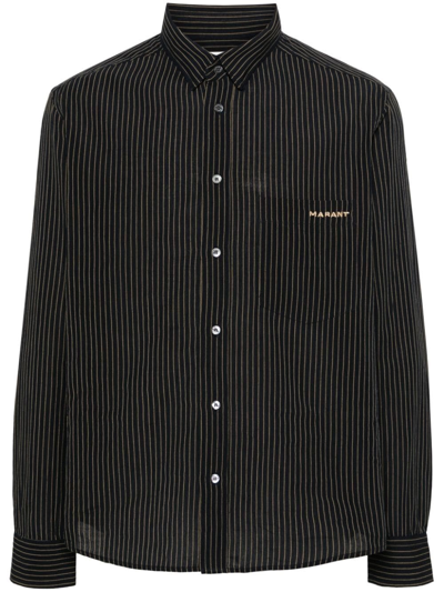 Marant Jasolo Striped Cotton Shirt In Black  