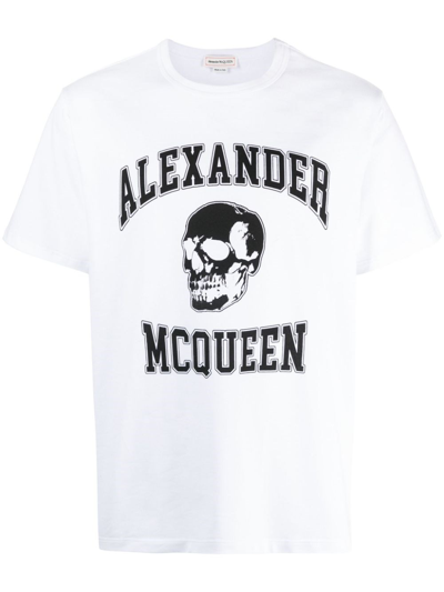 Alexander Mcqueen Logo Print Cotton T-shirt In White