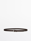 MASSIMO DUTTI LEATHER BELT WITH ROUND BUCKLE
