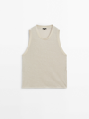 Massimo Dutti Sleeveless Top With Opening Detail In Sand