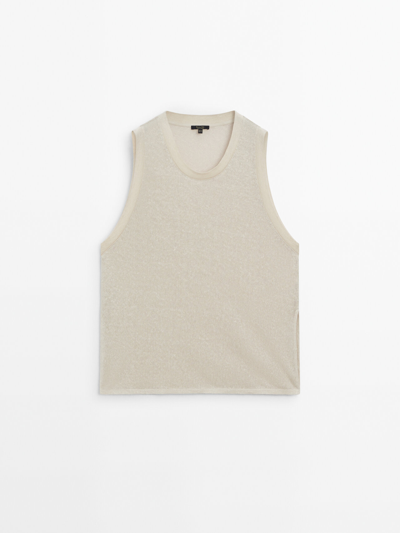 Massimo Dutti Sleeveless Top With Opening Detail In Sand