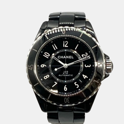 Pre-owned Chanel Black Ceramic J12 H5697 Automatic Men's Wristwatch 38 Mm