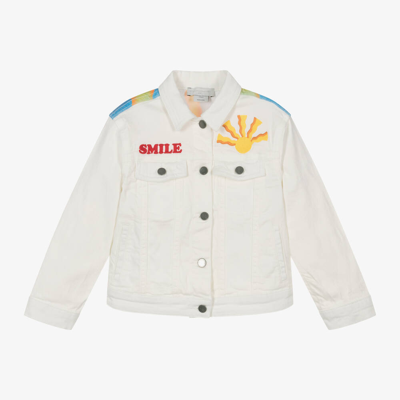 Stella Mccartney Kids Teen Girls Ivory Denim Embroidered Jacket