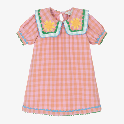 Stella Mccartney Kids Girls Pink Cotton Sunflower Dress