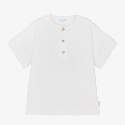 Laranjinha Kids' Boys White Cotton Buttoned T-shirt