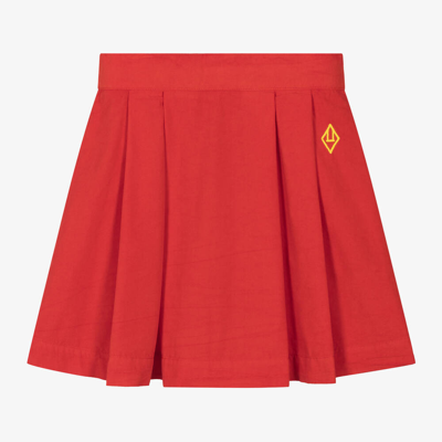The Animals Observatory Kids' Girls Red Cotton Pleated Skirt