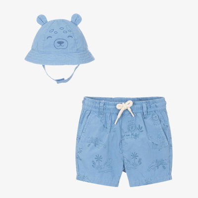 Mayoral Babies' Boys Blue Cotton Safari Print Shorts