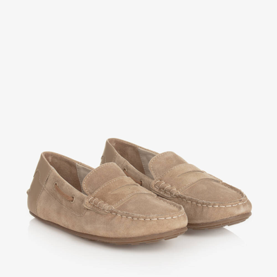 Mayoral Teen Boys Beige Suede Leather Moccasins
