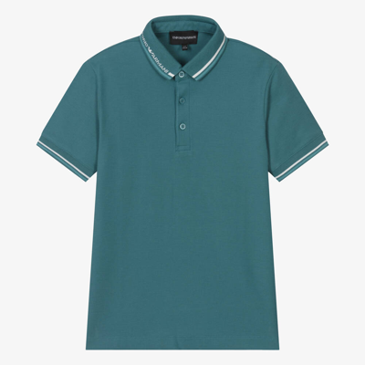 Emporio Armani Teen Boys Green Cotton Polo Shirt