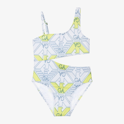 Emporio Armani Babies' Girls White & Green Swimsuit