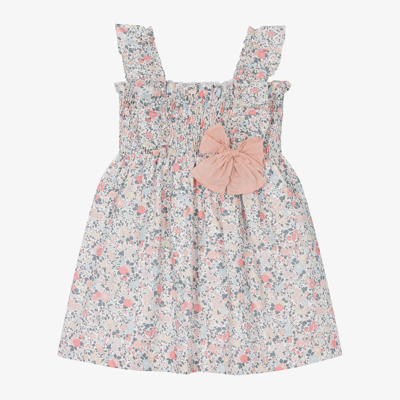 Paloma De La O Kids'  Girls Pink Floral Cotton Dress