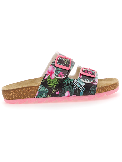 Monnalisa Jungle Sandals With Double Buckle In Multicolor