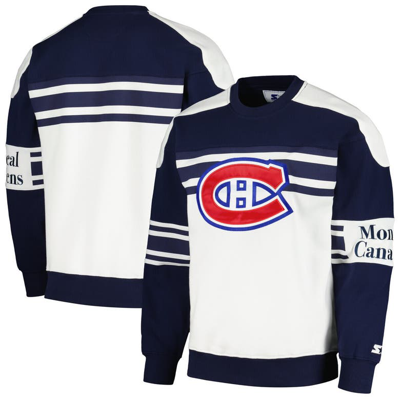 Starter White Montreal Canadiens Defense Fleece Crewneck Pullover Sweatshirt In Multi