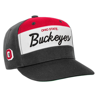 Mitchell & Ness Kids' Youth  White/black Ohio State Buckeyes Retro Sport Color Block Script Snapback Hat