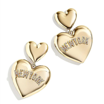 Wear By Erin Andrews X Baublebar New York Yankees Heart Statement Drop Earrings In Gold