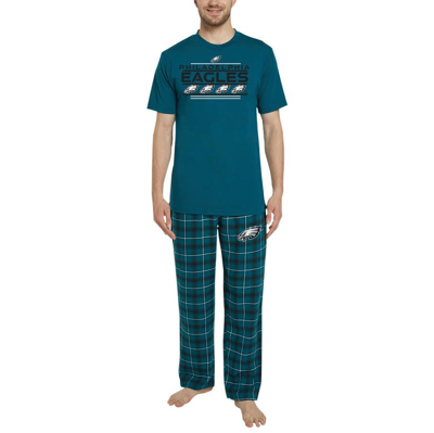 Concepts Sport Green/black Philadelphia Eagles Arctic T-shirt & Flannel Pants Sleep Set