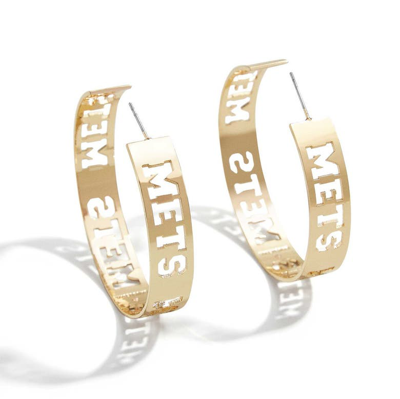 Wear By Erin Andrews X Baublebar New York Mets Large Cutout Hoop Earrings In Gold