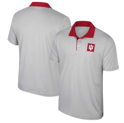 Colosseum Gray Indiana Hoosiers Big & Tall Tuck Striped Polo