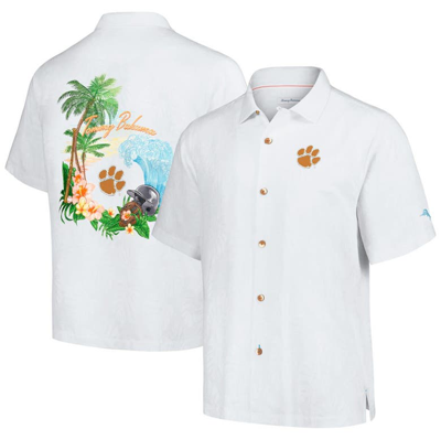 Tommy Bahama White Clemson Tigers Castaway Game Camp Button-up Shirt