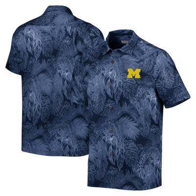 Tommy Bahama Navy Michigan Wolverines Coast Luminescent Fronds Islandzone Button-up Camp Shirt