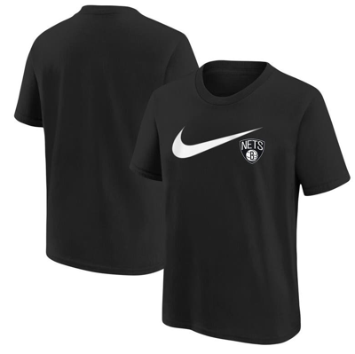 Nike Kids' Youth  Black Brooklyn Nets Swoosh T-shirt