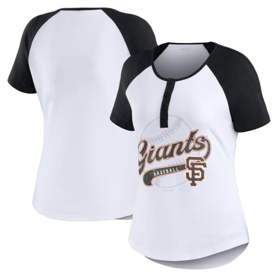 Wear By Erin Andrews White/black San Francisco Giants Henley Raglan T-shirt