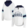 G-iii 4her By Carl Banks Women's White/deep Sea Blue Seattle Kraken Goal Zone Long Sleeve Lace-up Hoodie T-shirt In White