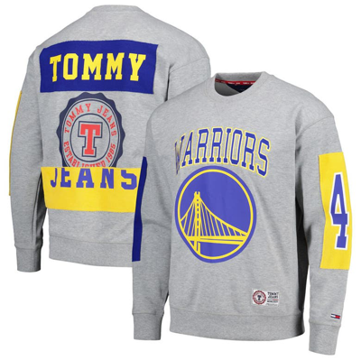 Tommy Jeans Heather Gray Golden State Warriors Hayes Crew Neck Pullover Sweatshirt