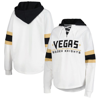 G-III 4HER BY CARL BANKS G-III 4HER BY CARL BANKS WHITE/BLACK VEGAS GOLDEN KNIGHTS GOAL ZONE LONG SLEEVE LACE-UP HOODIE T-SHI