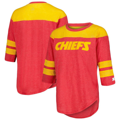 Starter Red Kansas City Chiefs Fullback Tri-blend Three-quarter Sleeve T-shirt