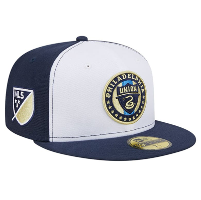 New Era Men's  White, Navy Philadelphia Union 2024 Kick Off Collection 59fifty Fitted Hat In White,navy