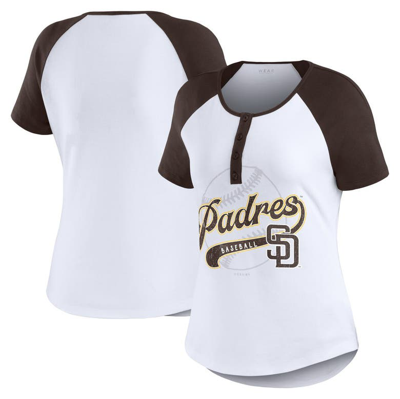 Wear By Erin Andrews White/brown San Diego Padres Henley Raglan T-shirt