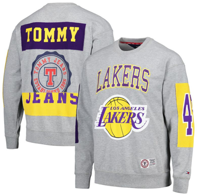 Tommy Jeans Heather Gray Los Angeles Lakers Hayes Crew Neck Pullover Sweatshirt