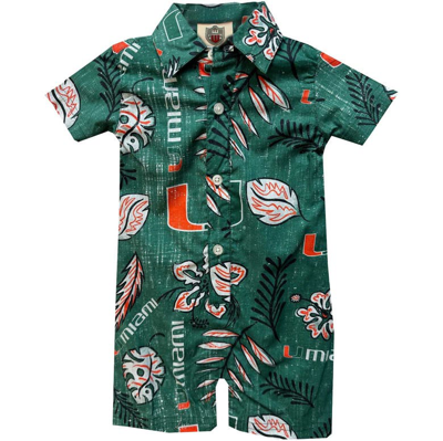 Wes & Willy Babies' Infant  Green Miami Hurricanes Vintage Floral Romper