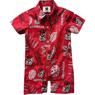 Wes & Willy Babies' Infant  Red Georgia Bulldogs Vintage Floral Romper