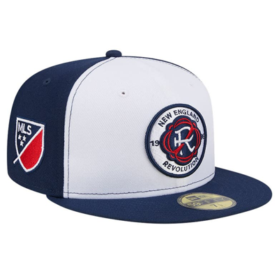 New Era Men's  White, Navy New England Revolution 2024 Kick Off Collection 59fifty Fitted Hat In White,navy