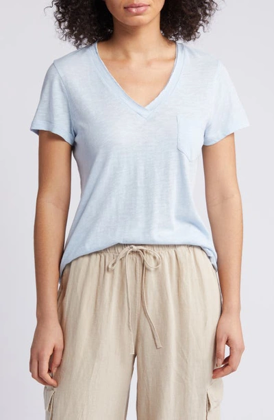 Caslon V-neck Short Sleeve Pocket T-shirt In Blue Skyway