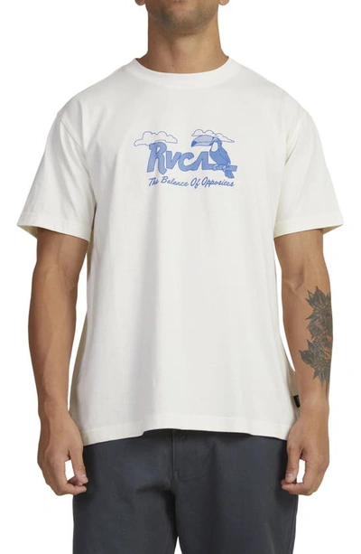 Rvca Tropicana Organic Cotton Graphic T-shirt In Antique White