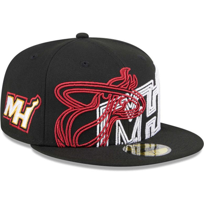New Era Black Miami Heat Game Day Hollow Logo Mashup 59fifty Fitted Hat