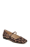 Franco Sarto Tinsley Square Toe Mary Jane Flat In Leopard Print Fabric