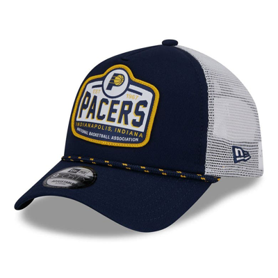 New Era Navy Indiana Pacers  A-frame 9forty Trucker Hat