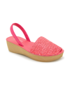 Kenneth Cole Reaction Fine Glass Weave Womens Cushioned Footbed Woven Wedge Sandals In Geranium