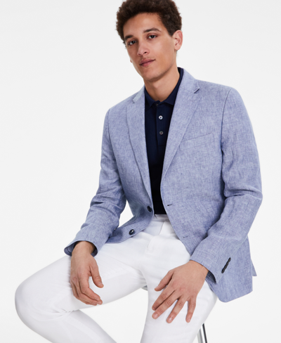Tommy Hilfiger Men's Modern-fit Pure Linen Sport Coat In Light Blue